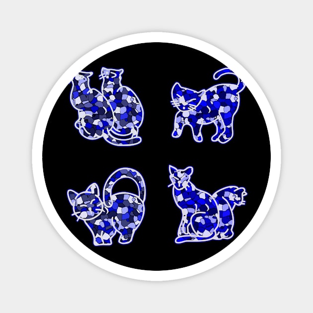 Crystal Group Cat (blue) Magnet by YasudaArt